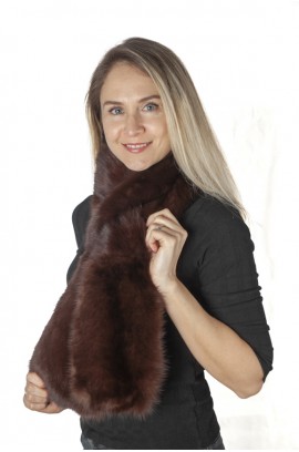 Dark brown sable fur scarf - fur on both sides